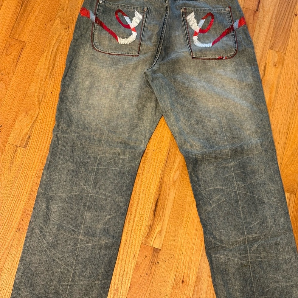 COOGI Men's Relaxed Jeans with Red and White Details